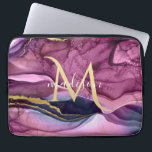 Monogram Purple Pink and Gold Agate Geode Laptop Sleeve<br><div class="desc">Monogram Purple Pink and Gold Agate Geode Design . The templates have been set up ready to customise and personalise . If you would like to change the colour or style of the text click the customise further at the end of the template .</div>