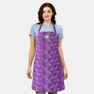Monogram Purple Scales Stylish Cooking & Gifting Apron