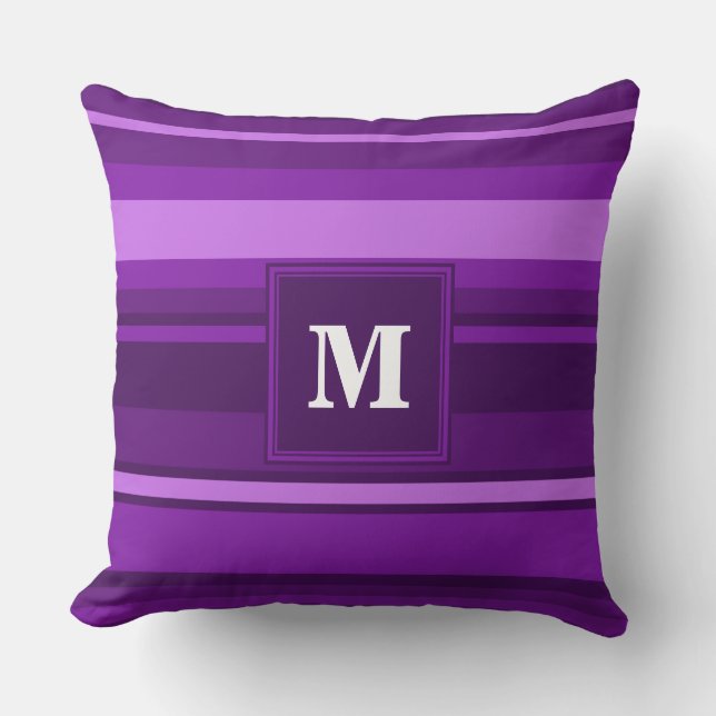 Monogram purple stripes cushion (Front)