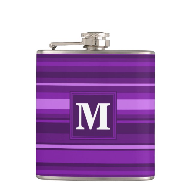 Monogram purple stripes hip flask (Front)