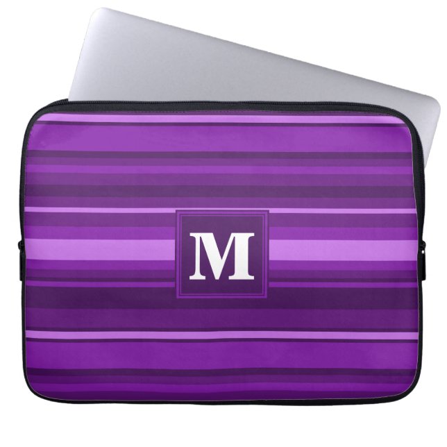 Monogram purple stripes laptop sleeve (Front)