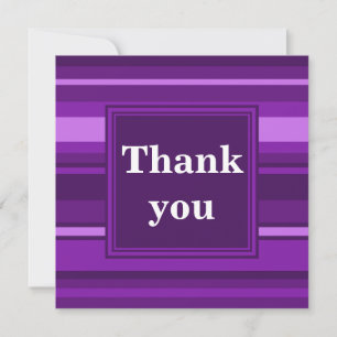 Monogram purple stripes thank you card