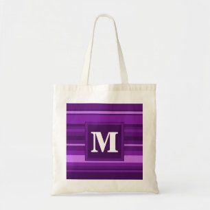 Monogram purple stripes tote bag