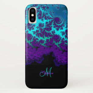 Monogram Purple Turquoise Fractal iPhone X Case
