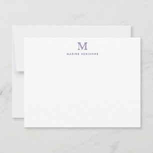 Monogram Purple Violet Girly Chic Formal Elegant Card