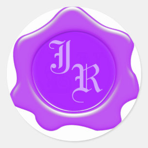 Monogram Purple Wax Seal Wedding Stickers
