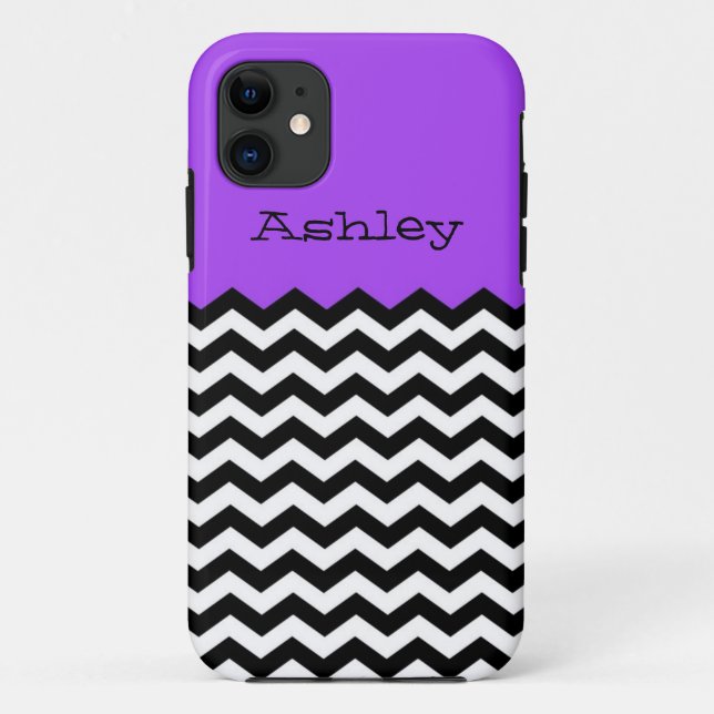 Monogram, Purple & White Chevron iPhone /5S Case-Mate iPhone Case (Back)