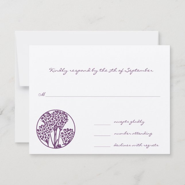 Monogram Purple Wild Flower Wedding RSVP (Back)