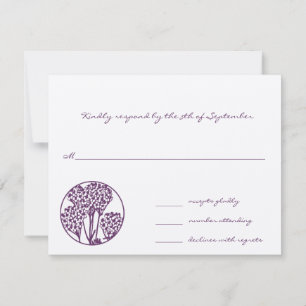 Monogram Purple Wild Flower Wedding RSVP Card