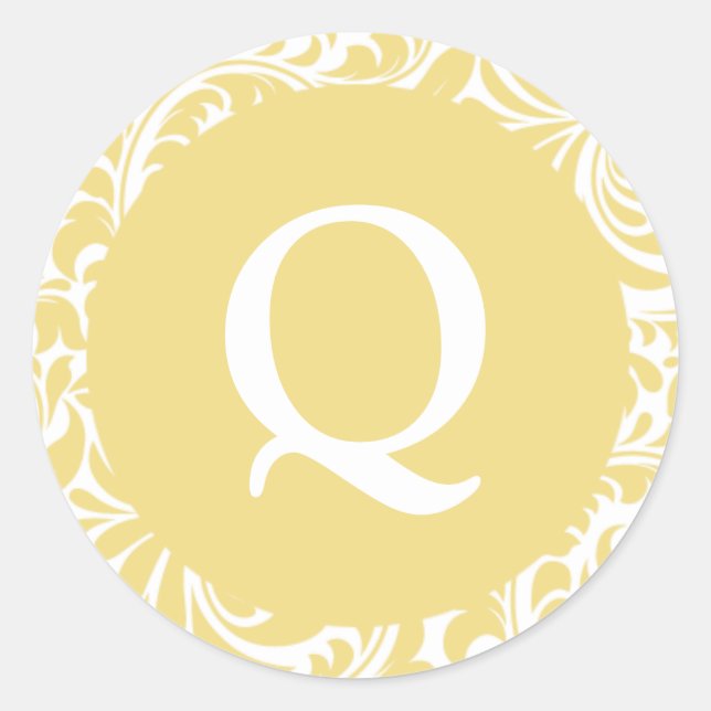 Monogram Q Antique Gold Wedding Monograms Invitati Classic Round Sticker (Front)