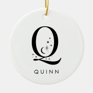 Monogram Q Celestial Name  Ceramic Ornament