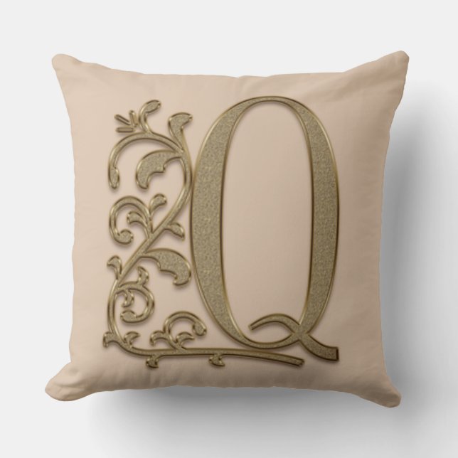 Monogram Q Creamy Mocha, Family, Wedding Birthday Cushion (Front)