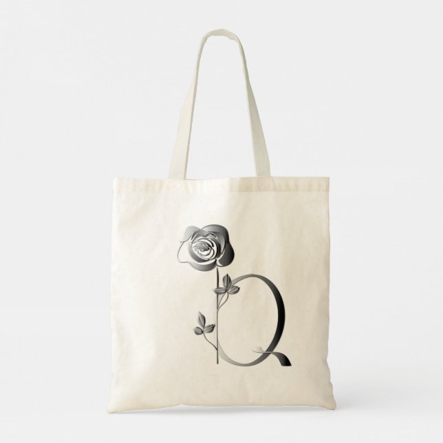 Monogram Q Hand-written w/Rose Tote Bag (Back)