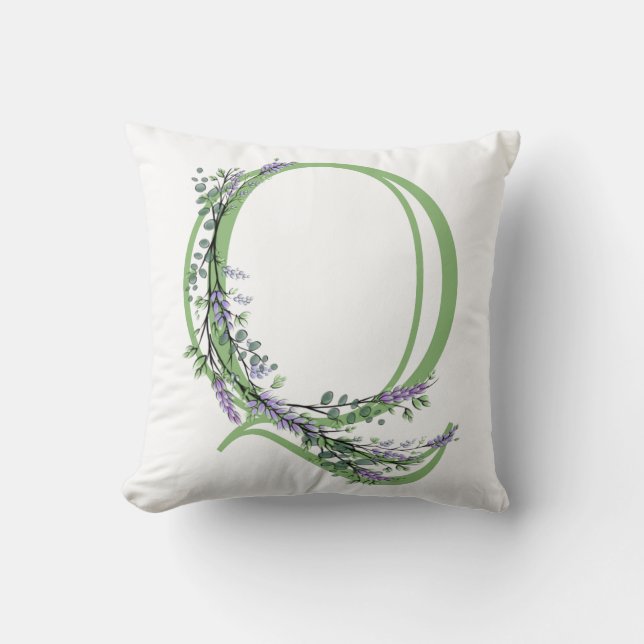 Monogram Q Lavender Eucalyptus Cushion (Front)