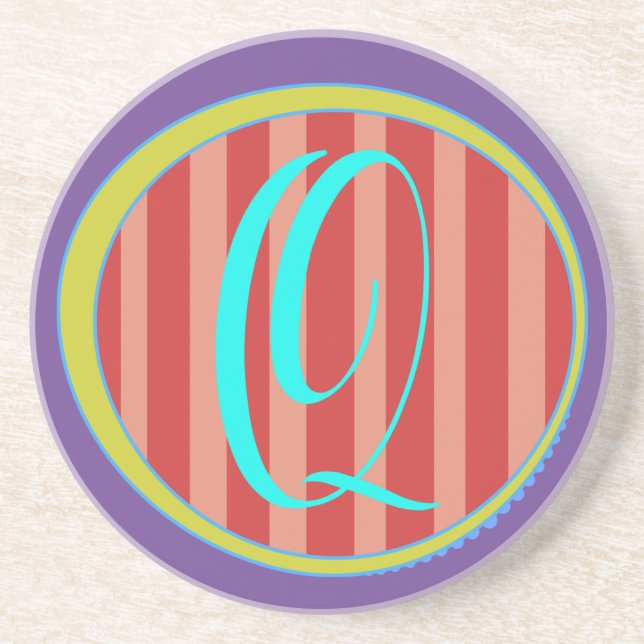 Monogram Q Sandstone Coaster (Front)