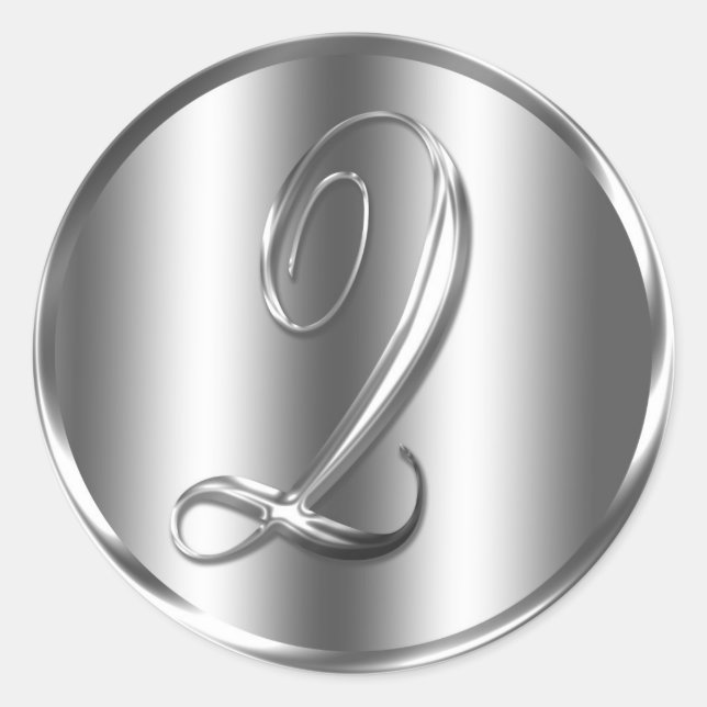 Monogram Q Silver Colour Wedding Invitation Holida Classic Round Sticker (Front)