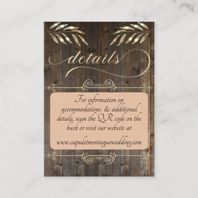 Monogram & QR Code - Barnwood/Peach Enclosure Card (Front)