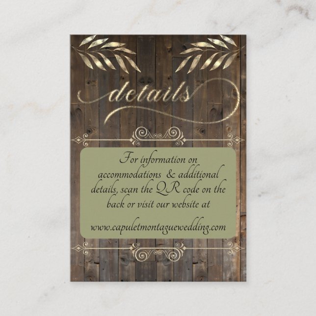 Monogram & QR Code - Barnwood/Sage Enclosure Card (Front)