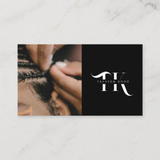 monogram qr code braid stylist photo  business card