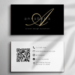 Monogram QR Code Minimalist Business Card