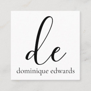 Monogram QR Code White Black Modern Beauty Square Business Card