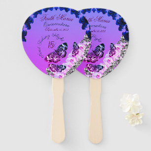 Monogram Quinceañera 15 Taking Flight Butterfly Hand Fan
