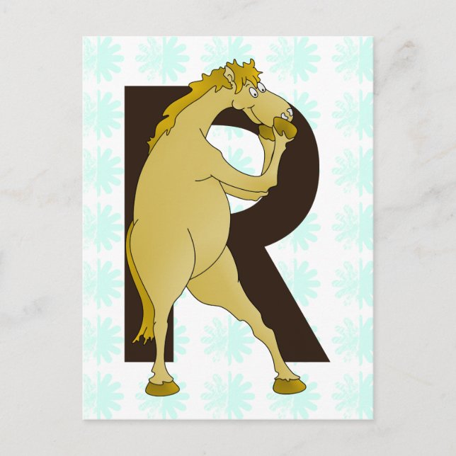 Monogram R Agile Pony Customised Postcard (Front)