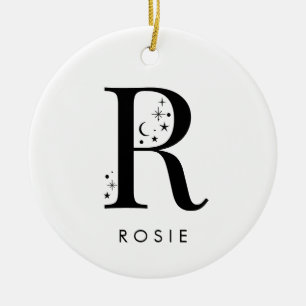Monogram R Celestial Name Ceramic Ornament