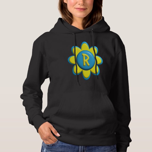 Monogram R  Colorful Flower Hoodie (Front)