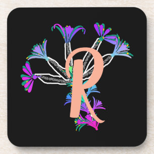 Monogram R Initial Beverage Coaster