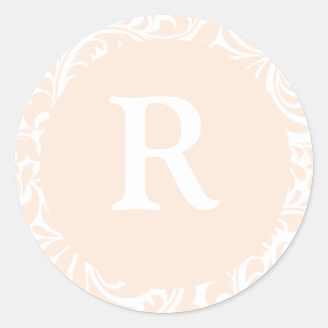 Monogram R Ivory Colour Stickers For Wedding Monog (Front)