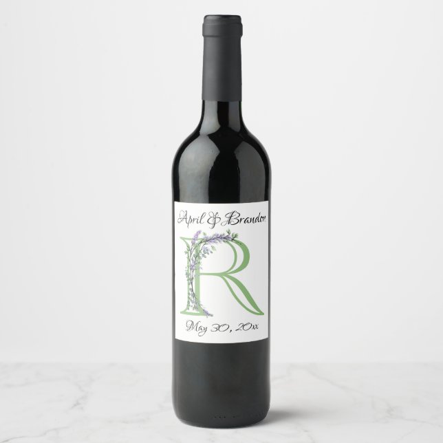Monogram R Lavender Eucalyptus  Wine Label (Front)