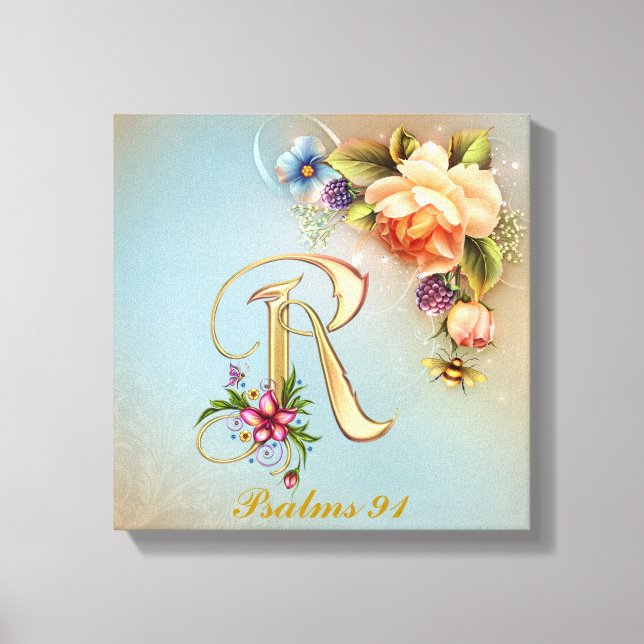 Monogram R Premium Wrapped Canvas (Gloss) (Front)