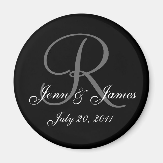 Monogram R Wedding Bride Groom Date Magnet (Front)