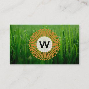 Monogram Radial (orange) Grass Business Card