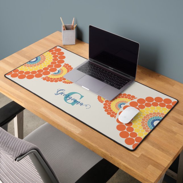Monogram Radiant Aegean Summer Ornamental Mandala Desk Mat (Office 2)