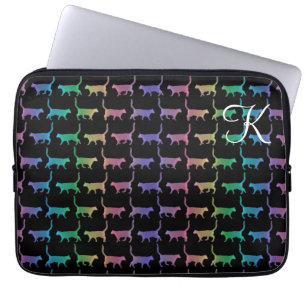 Monogram Rainbow Cats Animal Pattern Laptop Sleeve