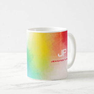 Monogram Rainbow Colours Colourful Abstract Art Coffee Mug