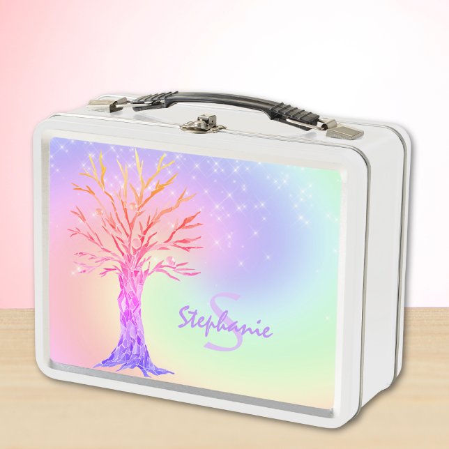 Monogram Rainbow Colours Girl's Metal Lunch Box (Creator Uploaded)