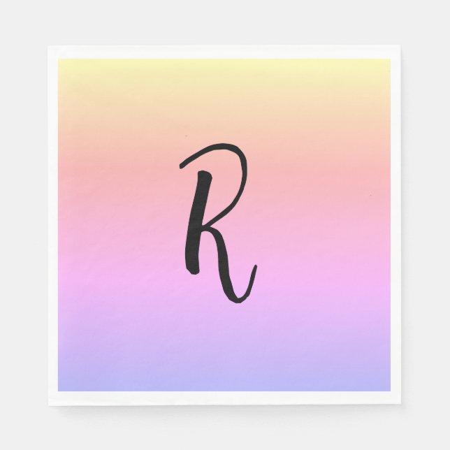 Monogram Rainbow Colours Personalised Napkin (Front)
