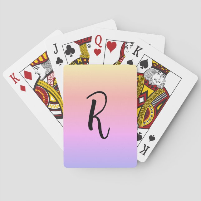 Monogram Rainbow Colours Personalised Playing Cards (Back)