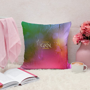 Monogram rainbow condensation mist Modern Initials Cushion
