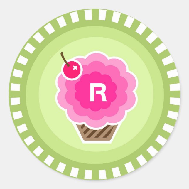 MONOGRAM RAINBOW CUPCAKE STICKER (Front)