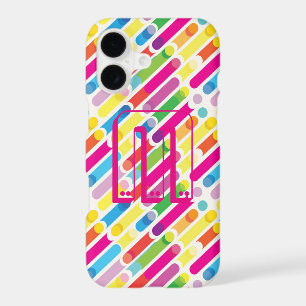 Monogram Rainbow Diagonal Lines Pattern Pop Art