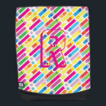 Monogram Rainbow Diagonal Lines Pattern Pop Art Backpack<br><div class="desc">Monogram Rainbow Diagonal Lines Pattern Pop Art Trendy Design For All Occassion,  Holiday,  Birthday Party,  Anniversary - gifts and presents,  with Monogram text template. Summer Holiday. Red,  Blue,  Pink,  Yellow,  Violet,  Magenta,  Green - Abstract colours.</div>