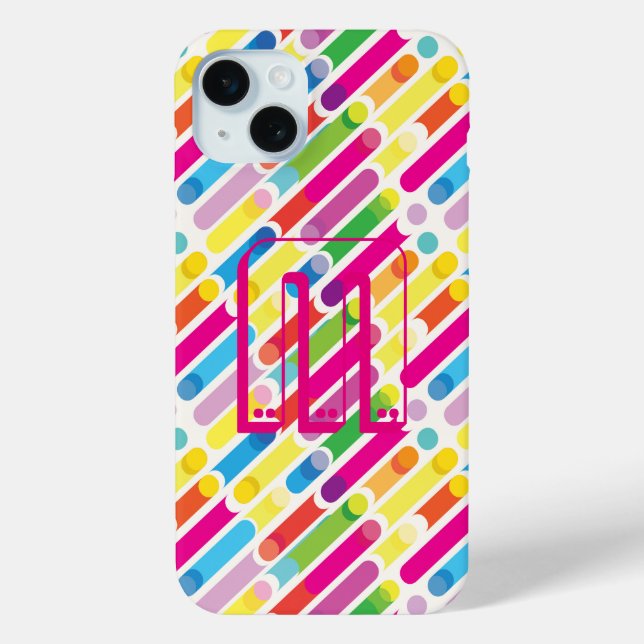 Monogram Rainbow Diagonal Lines Pattern Pop Art Case-Mate iPhone Case (Back)