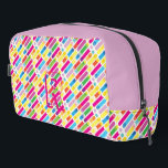 Monogram Rainbow Diagonal Lines Pattern Pop Art Dopp Kit<br><div class="desc">Monogram Rainbow Diagonal Lines Pattern Pop Art Trendy Design For All Occasion, Holiday, Mother's Day, Women's Day, Valentine's Day, Birthday Party, Graduation, Anniversary - gifts and presents, with Monogram text template. Abstract contemporary - Personalized design. Summer Holiday. Red, Blue, Pink, Yellow, Violet, Magenta, Green - Abstract colors. For Accessories >...</div>