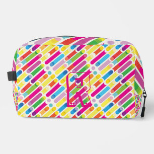 Monogram Rainbow Diagonal Lines Pattern Pop Art Dopp Kit