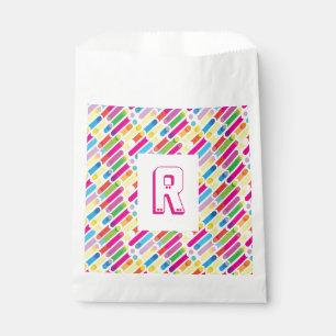 Monogram Rainbow Diagonal Lines Pattern Pop Art Favour Bag