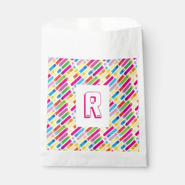 Monogram Rainbow Diagonal Lines Pattern Pop Art Favour Bag (Front)